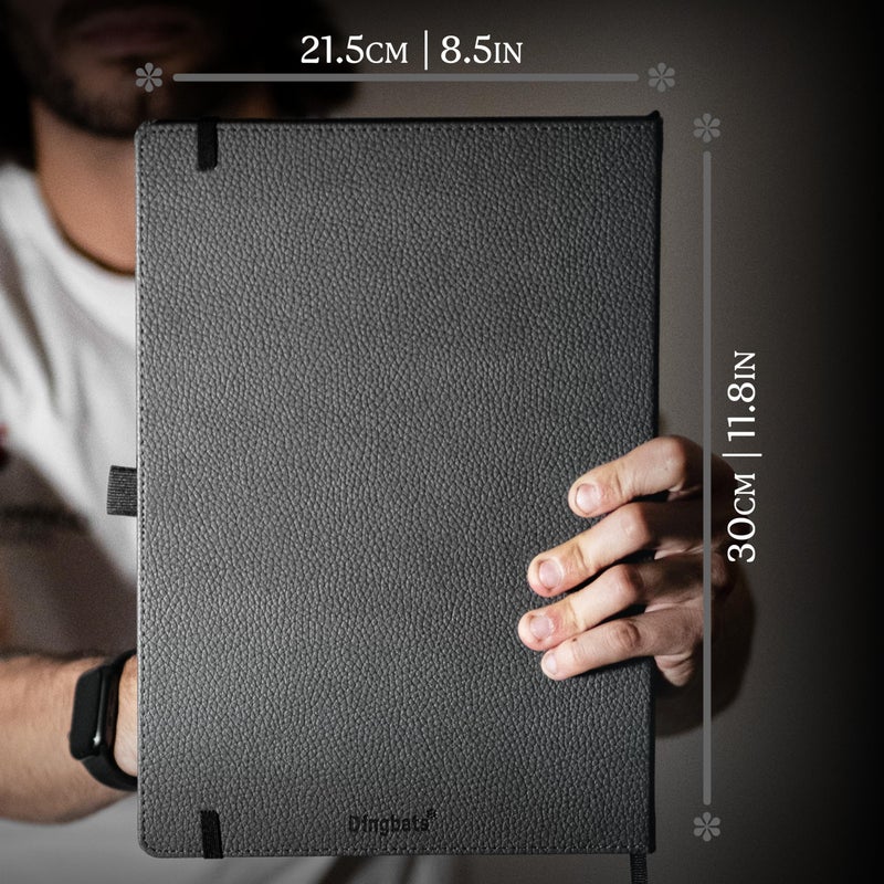 Dingbats* Notebooks Dingbats* - Wildlife A4 Grid Notebook - Extra Large Hardcover PU Leather Journal - for Work, Travel - Pocket, Elastic Closure, Pen Holder, Bookmark - Image 5